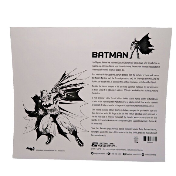 Batman 75th Anniversary US Postage Stamps Sheet of 20 + First Day of Issue - Picture 7 of 10